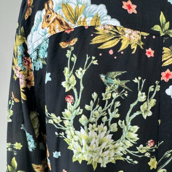 Maeve Button Up Blouse Floral Pattern Black Vent Back 4 - Picture 10 of 13